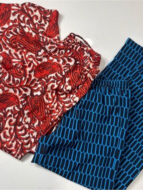 Lot Of 2 Michael Kors Satin Pull On Pants Wide Leg Printed A030426